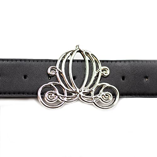 Buckle-Down Women's Disney, Cinderella Carriage Silver, Black Vegan Leather Belt3