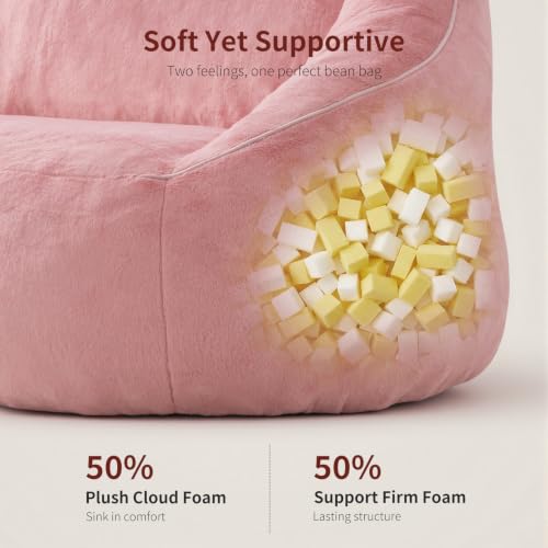 Image of Relefree Oversized Pink Bean Bag Chairs for Adults,Bean Bag Loveseat Sofa,Boneless loveseat for Reading,2 Seater Lazy Sofa for Small Spaces,Mini Small Couches for Living Room,Bedroom,Apartment