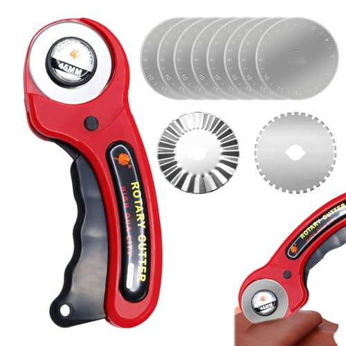 Cortador De Tela Rotatorio, Cortadora De Tela Con Discos Intercambiables De 45mm, Incluye 3 Tipos De Discos De Corte, Seguridad Mejorada, Ergonómico, Ideal Para Costura, Patchwork Y Diy