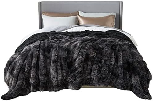 Bedsure Faux Fur King Size Blanket Tie Dye Black – Fuzzy, Fluffy, and Shaggy Faux Fur, Soft and Thick Sherpa, Tie-dye Decorative Gift, King Blanket for Bed, 108x90 Inches, 640 GSM