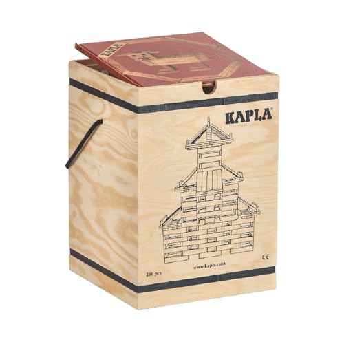 KAPLA Caja de 280 – 280 láminas de Madera de Pino y 1 Libro de Arte Rojo