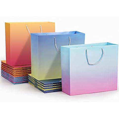 EUSOAR Large Boutique Paper Bags, 30 pack 3 Colors 12.5x4.5x11 inches Shopping Bags with Handles, for Business, Clothes Merchandise Retail, Party Favor, Wedding, Birthday, Baby Shower, Grocery Cover