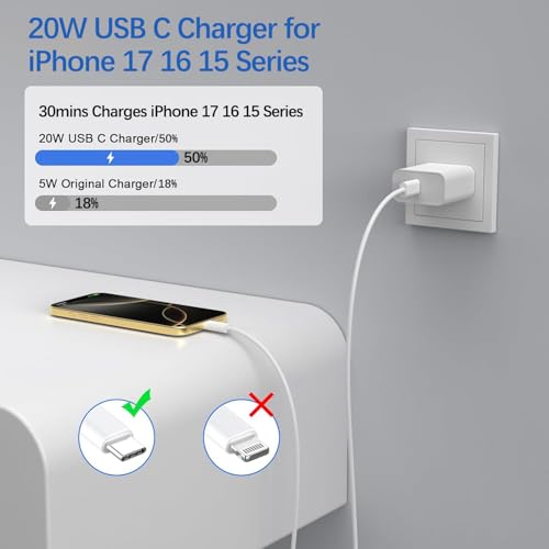 Image of iPhone 17 Charger Fast Charging,iPhone USB C Fast Charger & 2Pack 3FT Type C USBC to C Woven Cable Cord for Apple iPhone 17 /17 Pro Max /17 Pro /Air /16 Pro Max /16 Plus /15,iPad Pro /Air /Mini,iPad 11th /A16