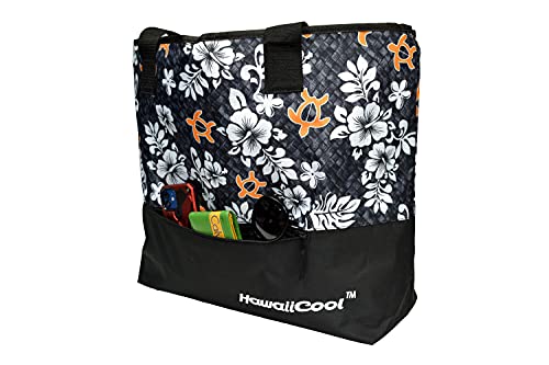 Hawaiian Print Large Insulated Cooler Tote Bag 245 (Honu Lauhala - Pink)2