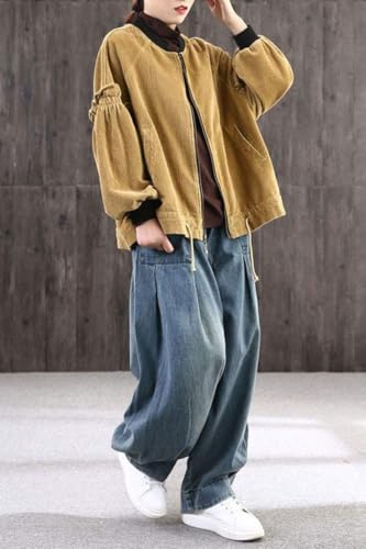 loveimgs Womens Wide Leg Harem Jeans Baggy Y2k Denim Pants Pleated Elastic Waist Palazzo Jeans Loose Barrel Jeans4