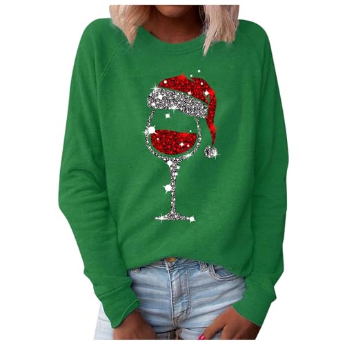 Weihnachtsshirt Damen Langarm, Weihnachtsbluse Damen Baumwolle Lustige...
