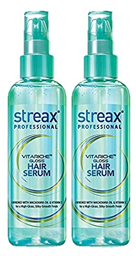 Streax Professional Vitariche Gloss Hair Serum for Women and Men | Enriched with Macadamia Oil and Vitamin E | | Helps In Everyday Styling | Adds Shine To Hair, 100 ml (Pack of 2)