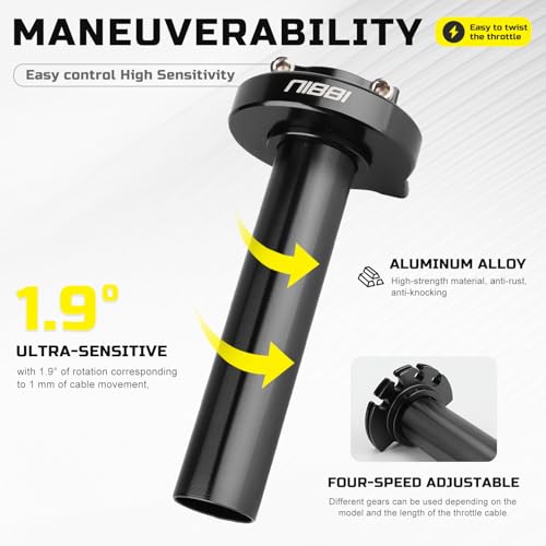 Image of NIBBI Throttle Assembly Set, 7 /8'' Grips 22mm Twist Throttle with Cable, Fit for Scooter GY6 Moped ATV