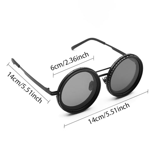 Adjustable Tint Polarized Round Sunglass with Stepless Adjustable Sunglass,Beach Sunglasses Eyewear with Adjustable Lens3