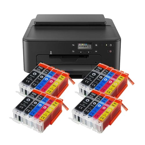 IC-Office TS705a Farbtintenstrahl-Drucker (Drucker, USB, CD-Druck, WLAN, LAN, Apple AirPrint) Schwarz + 20 XXL Tintenpatronen