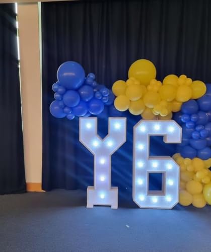 Image of 85pcs 12 inch Royal and Yellow Latex Balloons with Blue Yellow Confetti for Birthday Anniversary Engagement Graduation Baby Shower Wedding Party Decorations with Ribbon