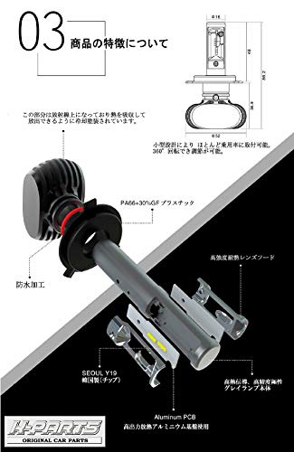 Amazon | ケーパーツ(K-PARTS) LEDヘッドライトバルブ H8/H9/H11/H16