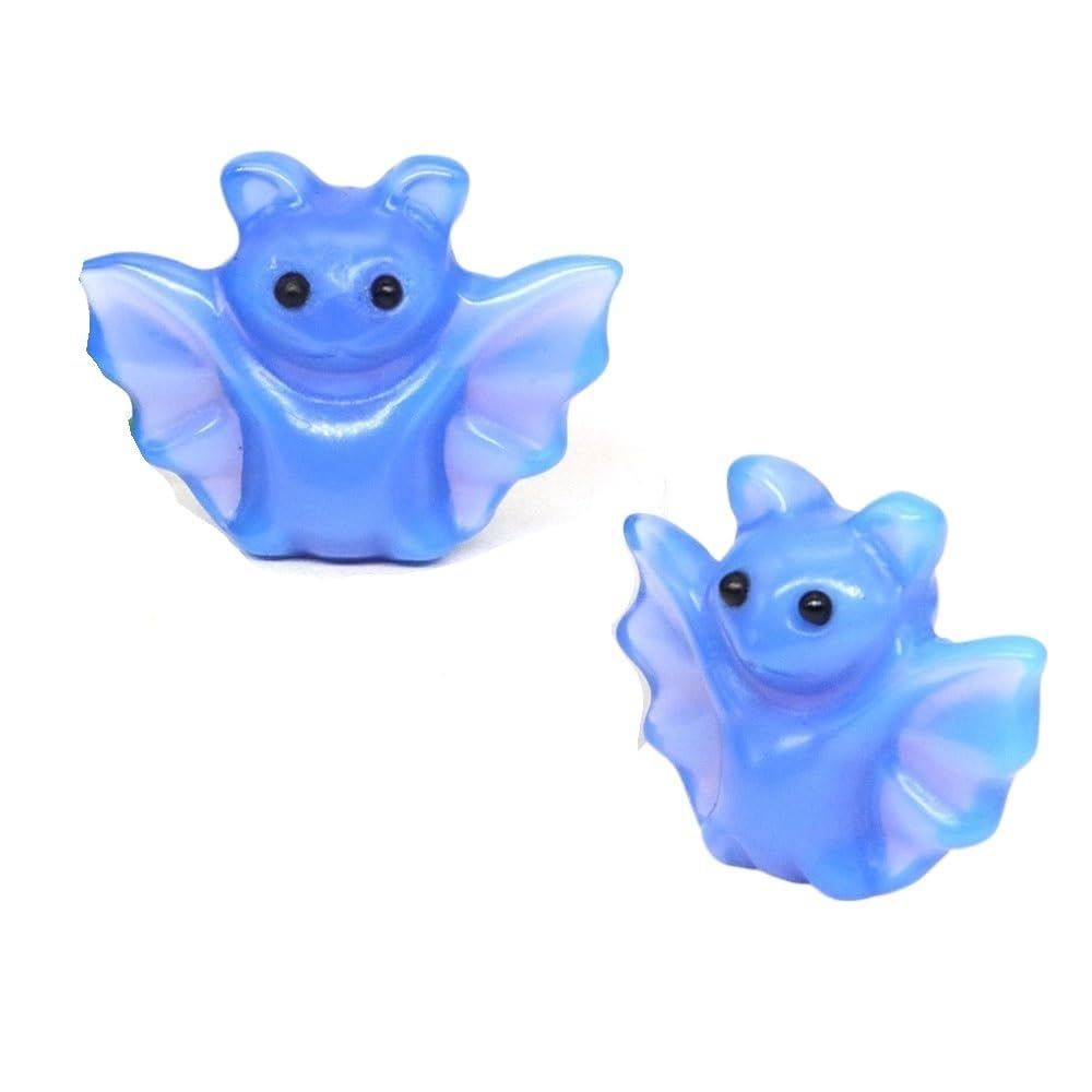 HUFFA 2pcs 1.6'' Hand Carved Rose Quartz Bat Statue - Natural Crystal Animal Figurine for Home Decoration and Meditation(Blue Opalite)