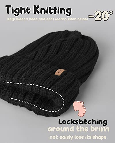 FURTALK Kids Winter Hat Toddler Knitted Beanie with Faux Fur Pom Poms for Baby Girls Boys