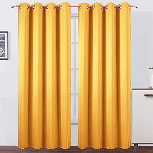 Image of LEMOMO Blackout Curtains 66 x 95 inch /Yellow Curtains Set of 2 Panels /Thermal Insulated Room Darkening Bedroom Curtains