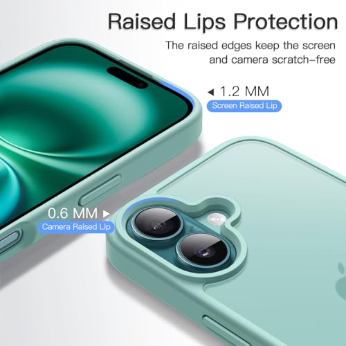Image of JETech Matte Cover Case for iPhone 16 Plus 6.7-Inch, Shockproof Military Grade Drop Protection, Frosted Translucent Back Phone Cover, Anti-Fingerprint (Teal)