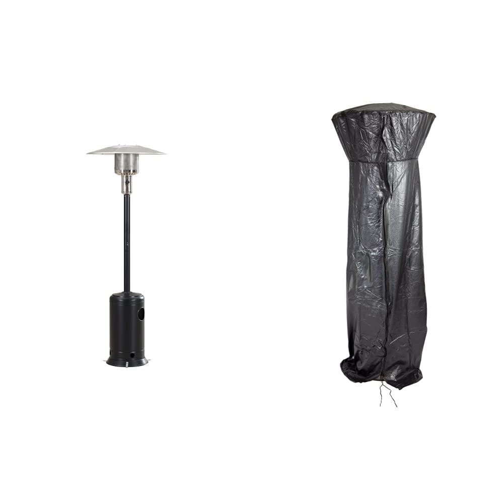 Photo 1 of *INCOMPLETE* Sunjoy 47,000 BTU Avanti Outdoor Portable Propane Heater Black & Fire Sense Full Length Outdoor Patio Heater Vinyl Cover | Heavy 10 Gauge Felt Lined Black Vinyl Black Heater + Heater Vinyl Cover