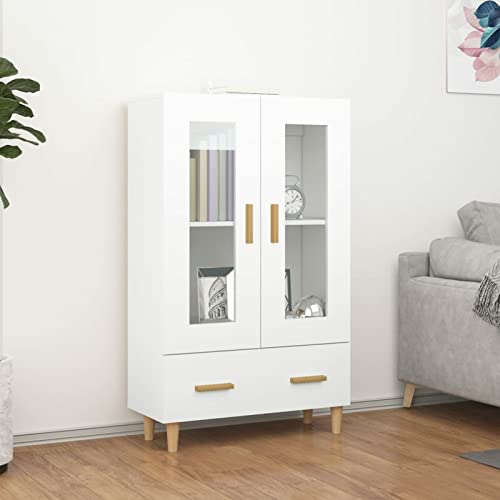 Festnight Vitrina de salón Armario Vitrina Armario de Libros Librerías de Salón Estantería Librería Armario de Oficina con 2 Puertas y Estantes 70x31x115 cm Blanco#2 Cover
