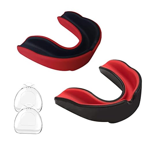 Zahnschutz, Sport Mundschutz, 2 Stücke Mundschutz Boxen, Sport Zahnschutz für MMA Kampfsport Boxen, Erwachsene, SchwarzRot