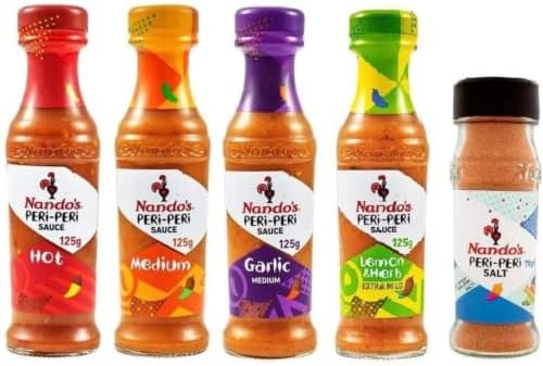 Peri-Peri Salt & 5 Assorted Multi-Flavours Nando's Sauce 125g (Pack of 6)