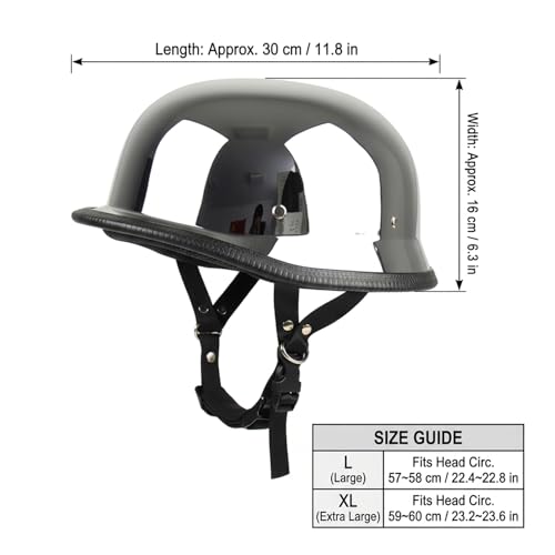 Casco para chopper estilo clasico aleman abierto negro plata XL 5