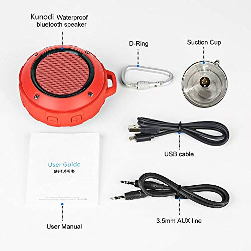 Image of Kunodi Outdoor Waterproof Bluetooth Speaker, Wireless Portable Mini Shower Travel Speaker with Subwoofer, Enhanced Bass, Built in Mic for Sports, Pool, Beach, Hiking, Camping