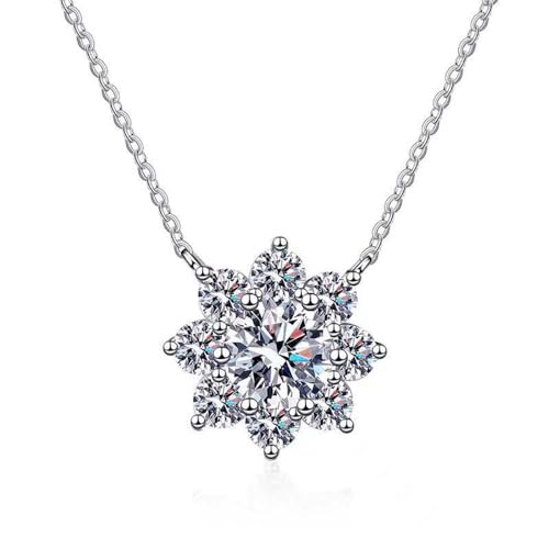 Collier Fleur de Soleil Moissanite Argent 925 - Bijou Tendance Femme