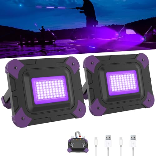 Image of Rechargeable LED Black Light, Battery Powered Blacklight, Cordless Ultraviolet Flood Light, Waterproof Black Lights for Outdoor Glow Party, Body Paint, Fluorescent Poster, Night Fishing,Stage Lighting
