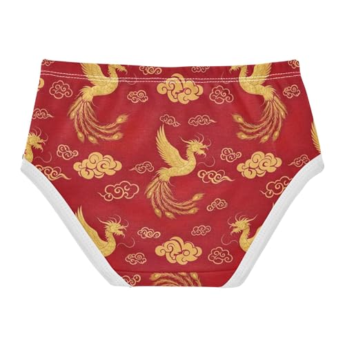 Gold Birds Swirl Cloud Red Girl Panties Cute Girls Underwear Toddlers Cotton Cartoon Briefs Undies Kids 2t2