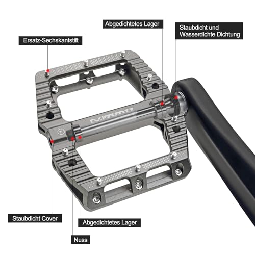 MZYRH MTB Pedals Mountain Bike Pedals with 3 Sealed Bearings, 9/16 Inch Bicycle Pedals - Image 4