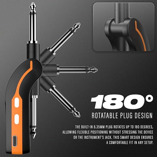 Image of DIGIMORE UHF Wireless Guitar System | 5Hrs Playback | <5ms Latency | 100ft Range | 180 Rotatable Plug | 20Hz - 20KHz Frequency Response | Compatible with Amplifiers, Mixers & Guitar Amps (D-701)