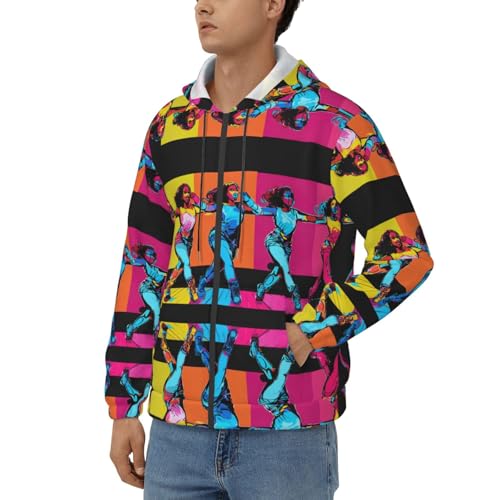 Sweat à capuche imprimé homme veste zippée manches longues