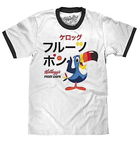 Tee Luv Men's Froot Loops Cereal Ringer T-Shirt - Japanese Toucan