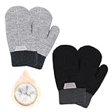 Beurlike 2 Pairs Kids Mittens Fleece Winter Gloves for Boys Girls Children Warm Knitted Snow Gloves for...