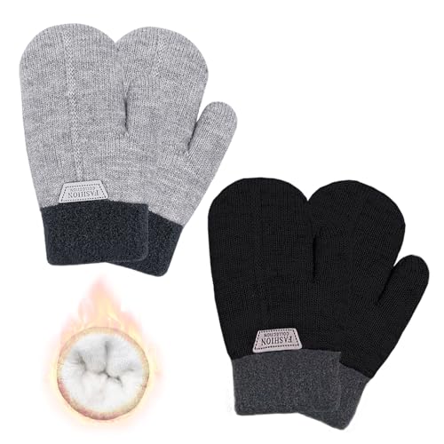Moufles en polaire enfant (lot de 2 paires) gants chauds 3-7 ans