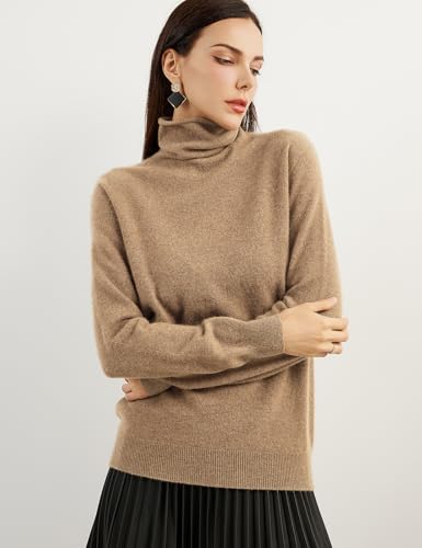 100% Pure Cashmere Women's Sweater Turtleneck Long Sleeve Warm Soft 2025 Fall Winter Knit Pullover3