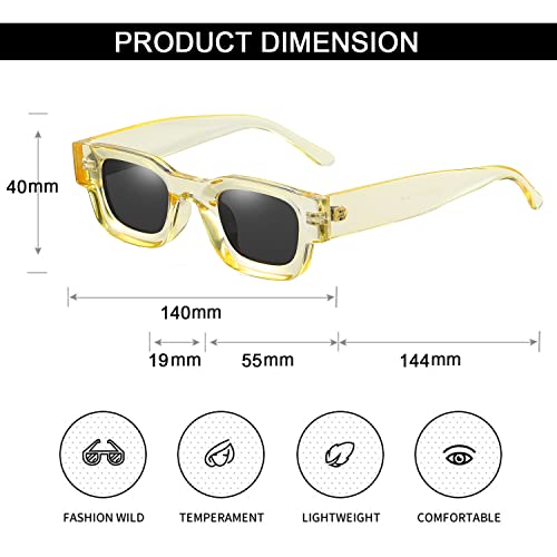 Image of EYLRIM Thick Square Frame Sunglasses for Women Men Chunky Rectangle Polarized Sunglasses UV400 Protection