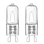 Liuyife G9 40W Halogen Oven Bulbs Dimmable, 300℃ Heat Tolerant, 2700K Warm White 520LM, 40W Capsule Bulb for Oven, Wax Burner Bulbs, Cooker Hood, 14.5inch Lava Lamp G9 Base, 2 Pack