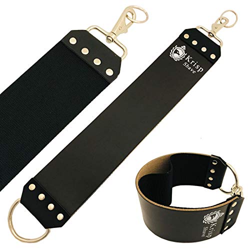 NEW Krisp Shave 100% Genuine Leather Sharpening Strop Strap For Straight Razor With Canvas 3" Wide