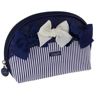 Camomilla Milano Busta Make-up Tonda, Pochette Trucco, Collezione Salina, Misura Large, Colore Blu