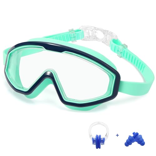 Lunettes de natation enfants grand cadre anti-buée bleu