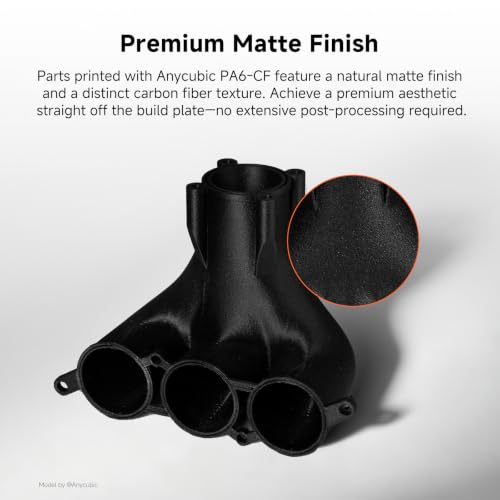 Image of ANYCUBIC PA6-CF Carbon Fiber 3D Printer Filament 1.75mm, 0.5KG, Black | 215℃ Heat Resist, Highly Resilient against Impact, Industrial-Grade Toughness with Matte Print, Reusable Spool