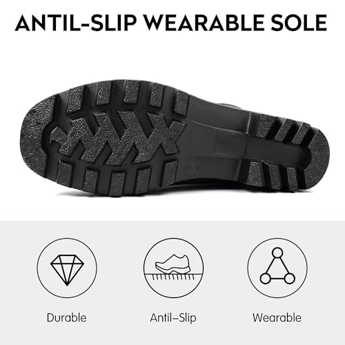 DKSUKO Men's Mid-calf Rain Boots,Waterproof Antil-Slip PVC Garden Work Boots，Outdoor Rubber Boots3