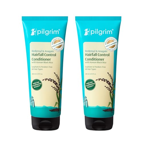 Image of Pilgrim Anti Hairfall Conditioner with Redensyl & Anagain 200ml (Pack of 2) | Hairfall control conditioner with Black Korean Rice | Paraben & Silicone-Free | Suitable for All Hair Types | For Women and Men | Redensyl & Anagain, Black Korean Rice, Paraben & Silicone-Free, Suitable for All Hair Types, For Women and Men