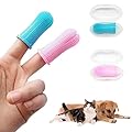 Dog Finger Toothbrush, 2PCS Toothbrush with Storage Case, Dog Teeth Cleaning Finger Brush, Silicone Teeth Cleaning Breath Dental Care Plaque Off, Dog Cat Puppy Toothbrush (Pink+Blue) A3CWZTYS