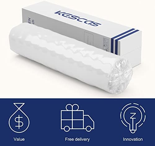 KESCAS 4FT6 Memory Foam Hybrid 25cm Double Mattress - Heavier Coils for Durable Support - Pocket Sprungs for Motion Isolation - Pressure Relieving - Medium Firm - Made in Century-Old Factory