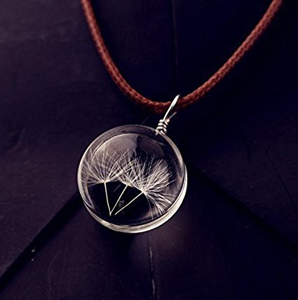 Real Dandelion Dandelion Necklace Real Dandelion Seed, Wish Necklace Nature Jewelery Good Luck Charm #TOP1