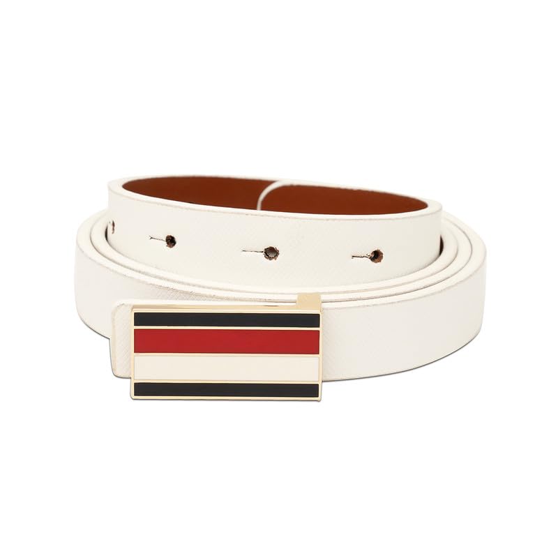 tommy hilfiger Pansy Women's Leather Reversible Belt | Slim Saffiano Textured Casual Belt With Shiny Light Gold Rwb Plate Buckle | Size - S 70Cm-picture-23
