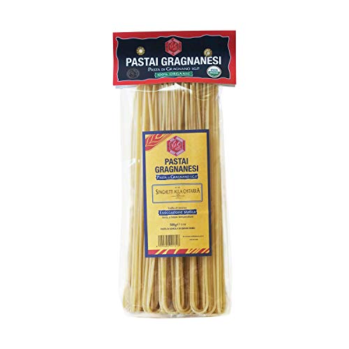 Spaghetti Alla Chitarra Organic Italian Pasta di Gragnano | I.G.P. Protected | 17.6 Ounce | 500 Gram | Pack of 4