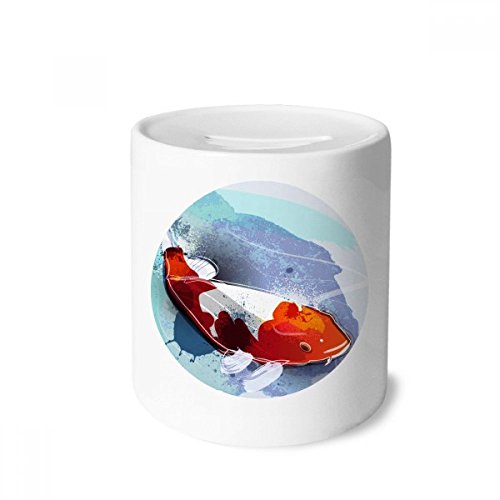 Tirelire en céramique poisson koi de 9cm pour l'épargne des enfants et adultes
